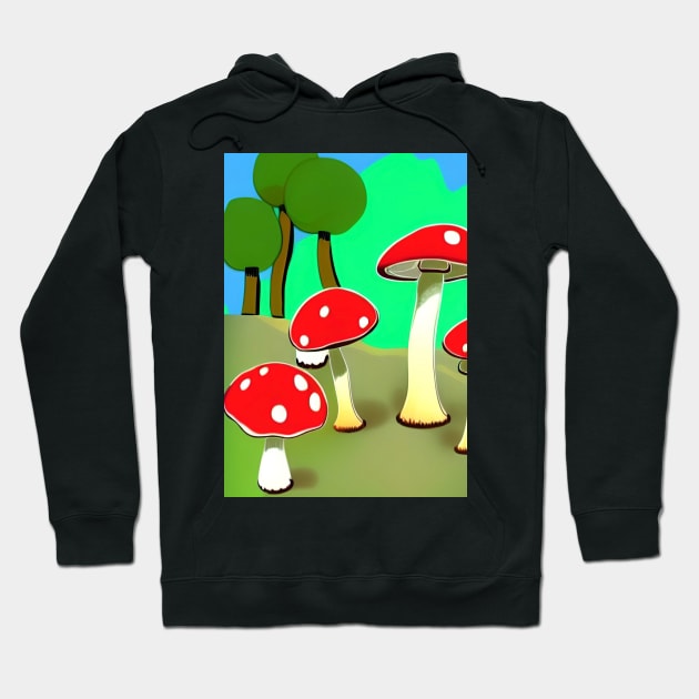 CARTOON MUSHROOMS IN A GREEN FOREST Hoodie by sailorsam1805